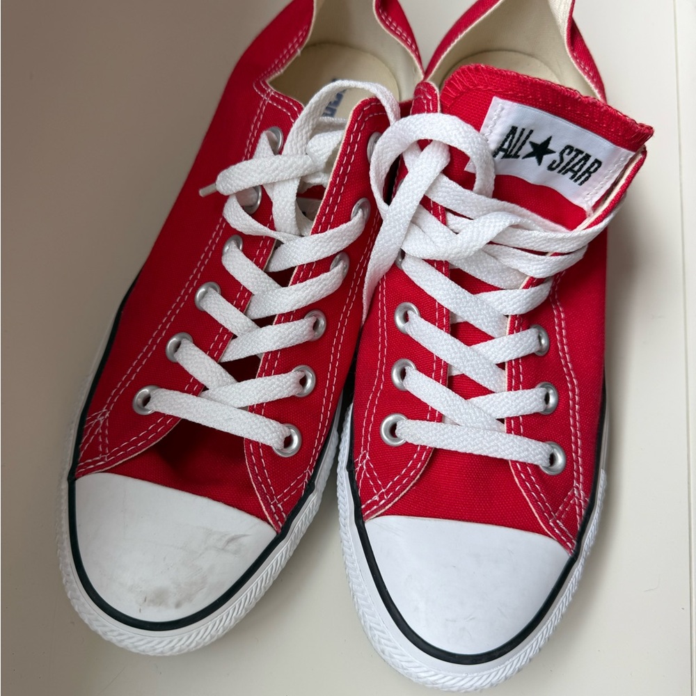 Converse Bright Red Canvas Sneakers with White Accents